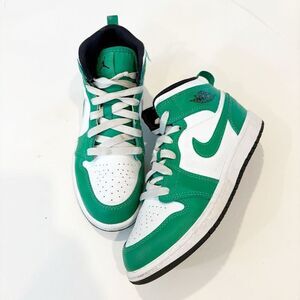 Nike Air Jordan 1 Mid Lucky Green  Youth Size 1 Retro Sneakers  DQ8424-301